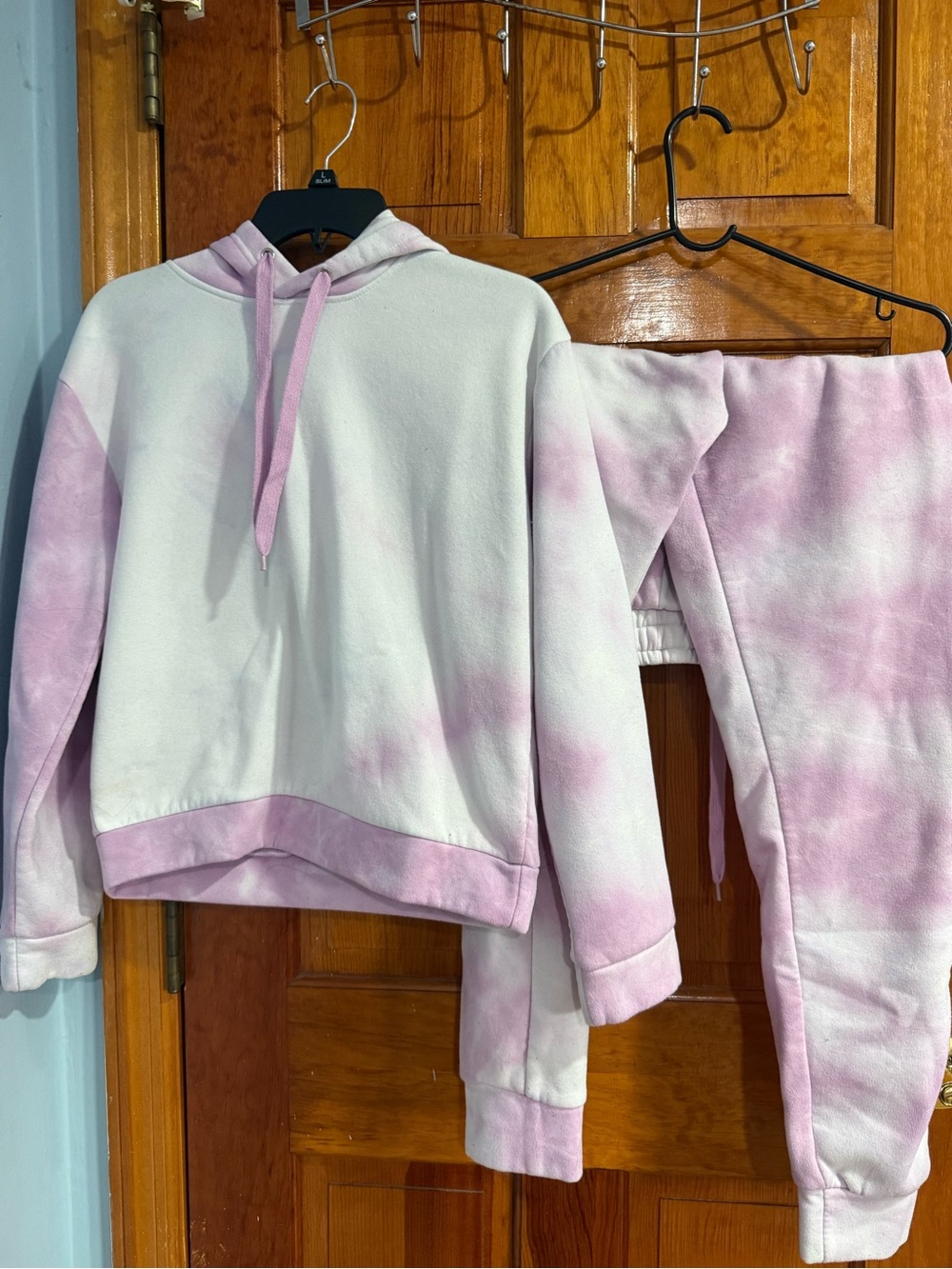 Cozy Purple & White Tie-Dye Hoodie Set